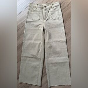 OAT New York High Rise Wide Leg Jeans Patch Pocket Raw Hem Crop 10/30 fits 30x28